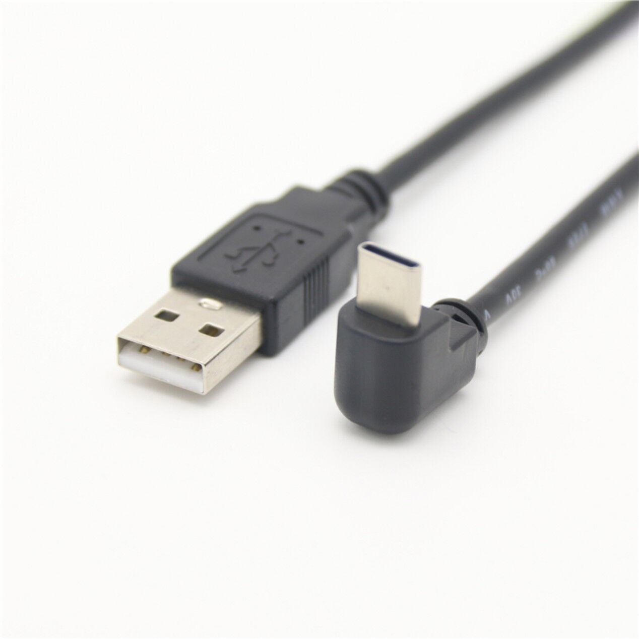 USB 2.0 Male to USB-C Type-C Up Down Angled 90 Degree Data Flat Slim Cable