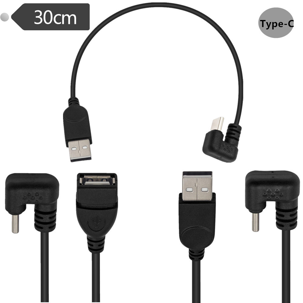 U Type 90 angle Type C mobile data charging cable ANDROID PHONE TABLET PC game power transfer cable 0.3m