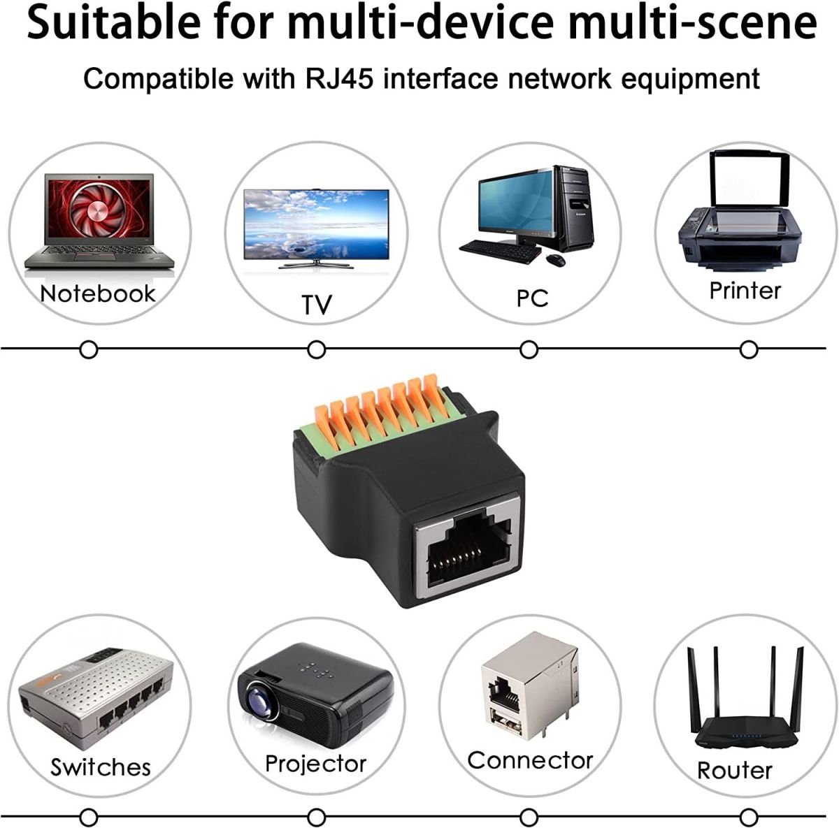 RJ45 to 8Pin Quick Connect Solderless Adapter