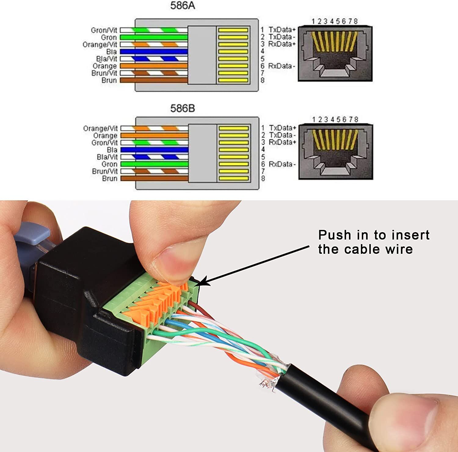 RJ45 to 8Pin Quick Connect Solderless Adapter