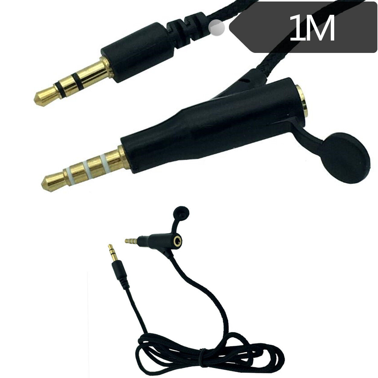 3.5mm 3pole  Male Plug to 3.5mm 4pole  Male Plug+ 3.5mm 4pole   Female Audio Adapter Cable 1m