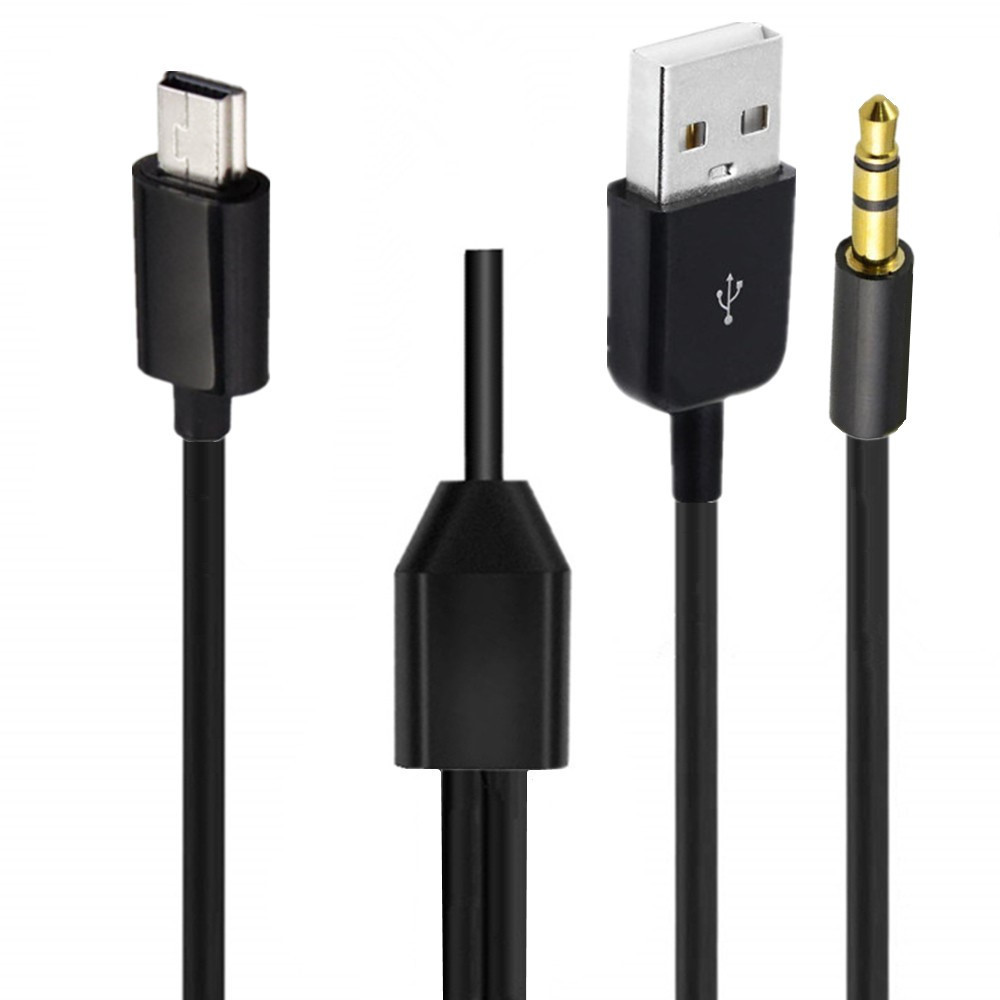 New USB2.0 Charging Cord to Mini B Male and 3.5mm Jack Plug Audio Cable for MP3/MP4 Bluetooth Speaker (Mini USB)