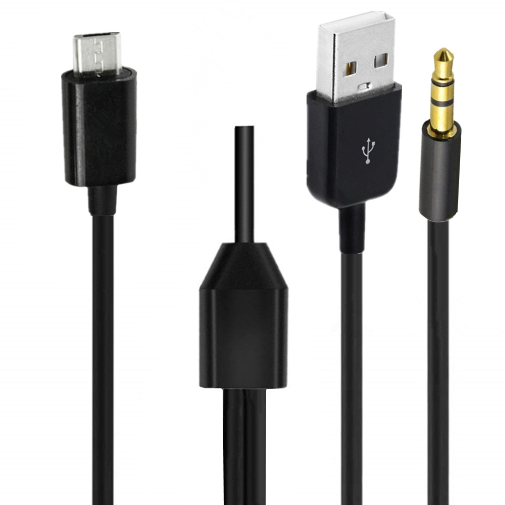 New USB2.0 Charging Cord to Micro B Male and 3.5mm Jack Plug Audio Cable for MP3/MP4 Bluetooth Speaker (Micro USB)