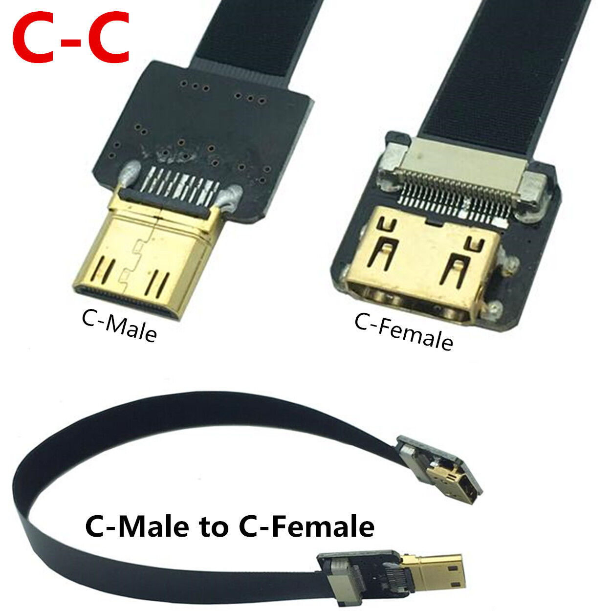 FPV for HDMI-Compatible Flat Ribbon Cable with Standard, Mini and Micro Connectors Bundle Set for Multicopter Aerial Photography