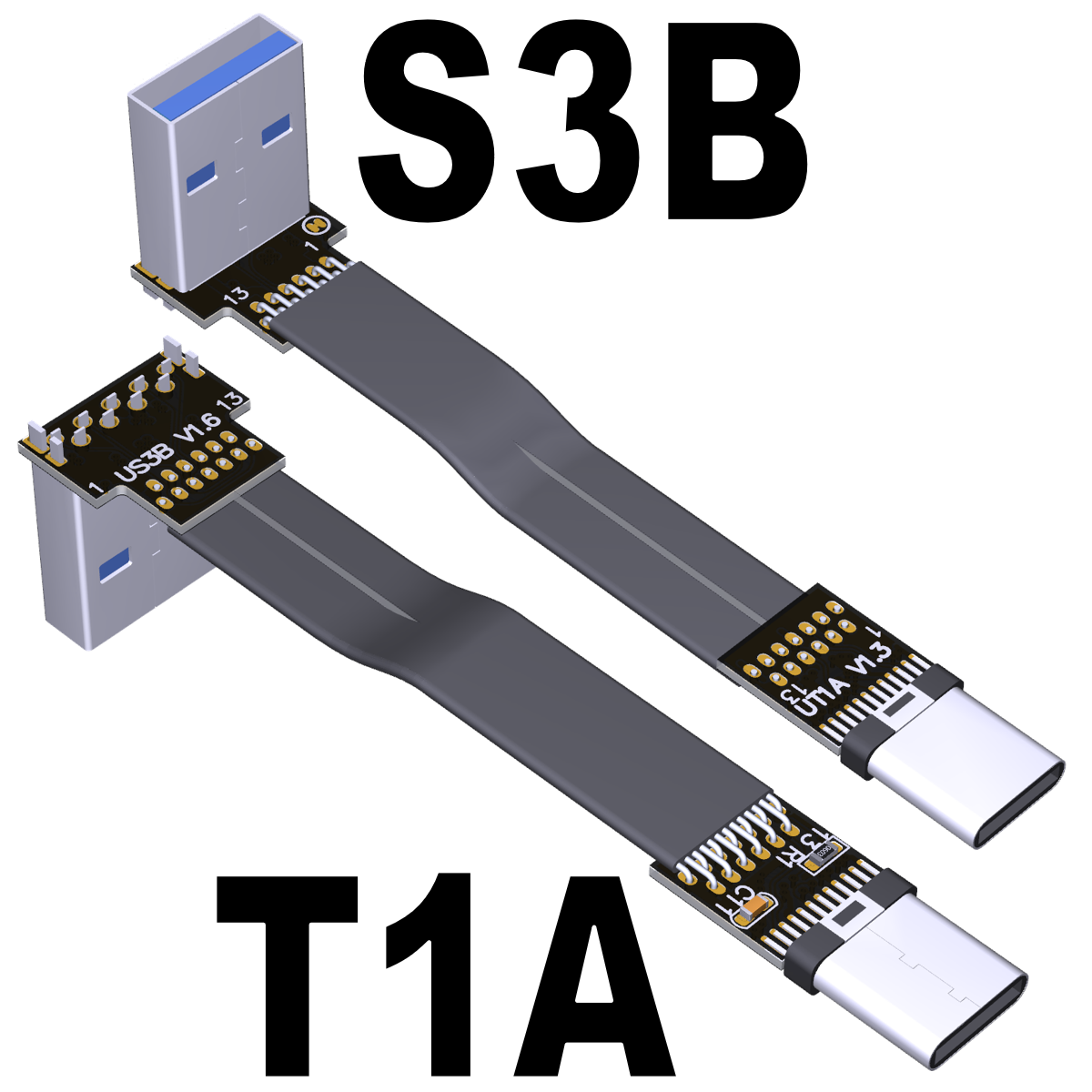 10G Speed EMI shield Ultra Thin Flexible usb 3.1 Type c angled male to usb 3.0 Straight male ffc fpv flat cable