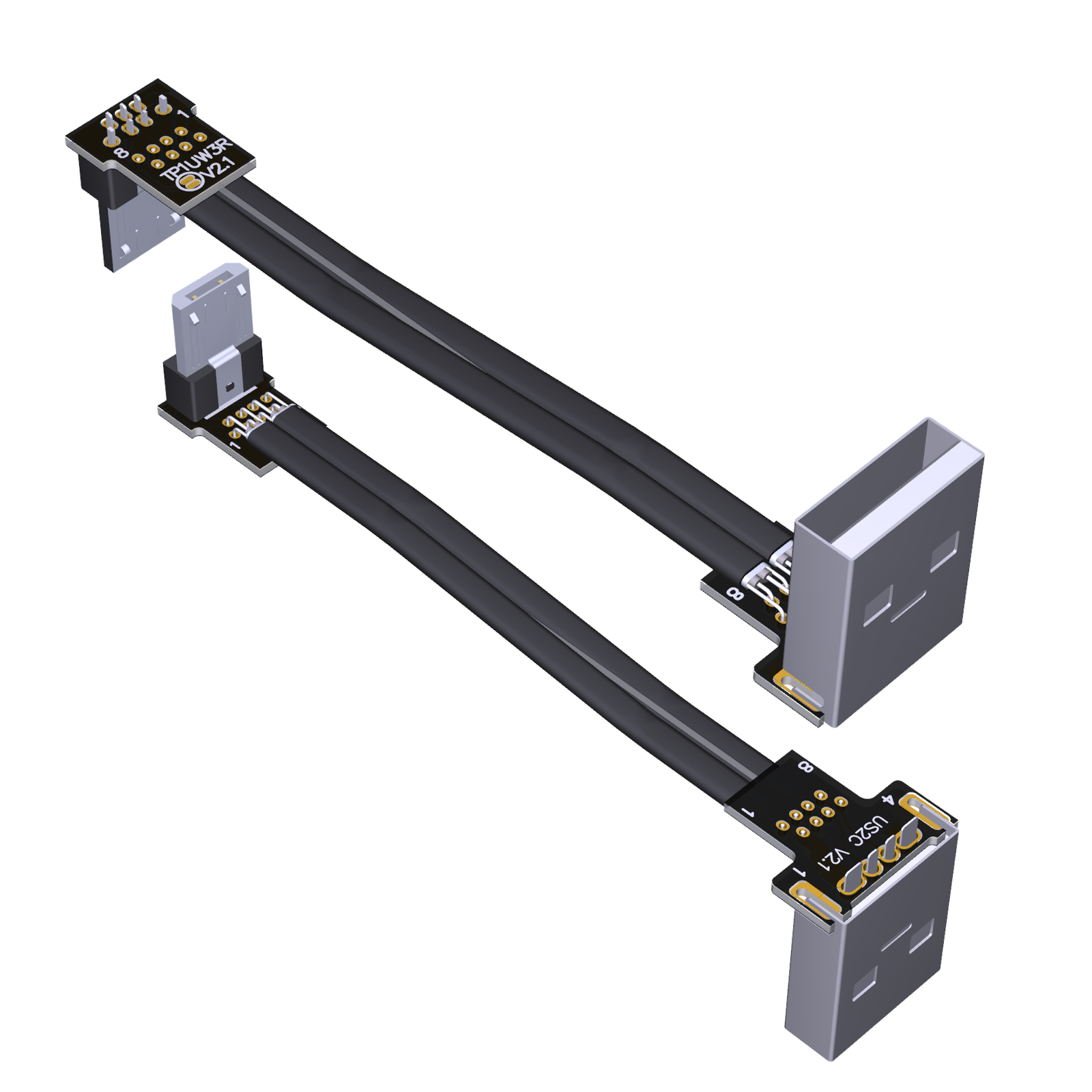 3A Flex Ribbon Angled USB AM to Angled Micro USB Male Angled Data extension Cable 3M