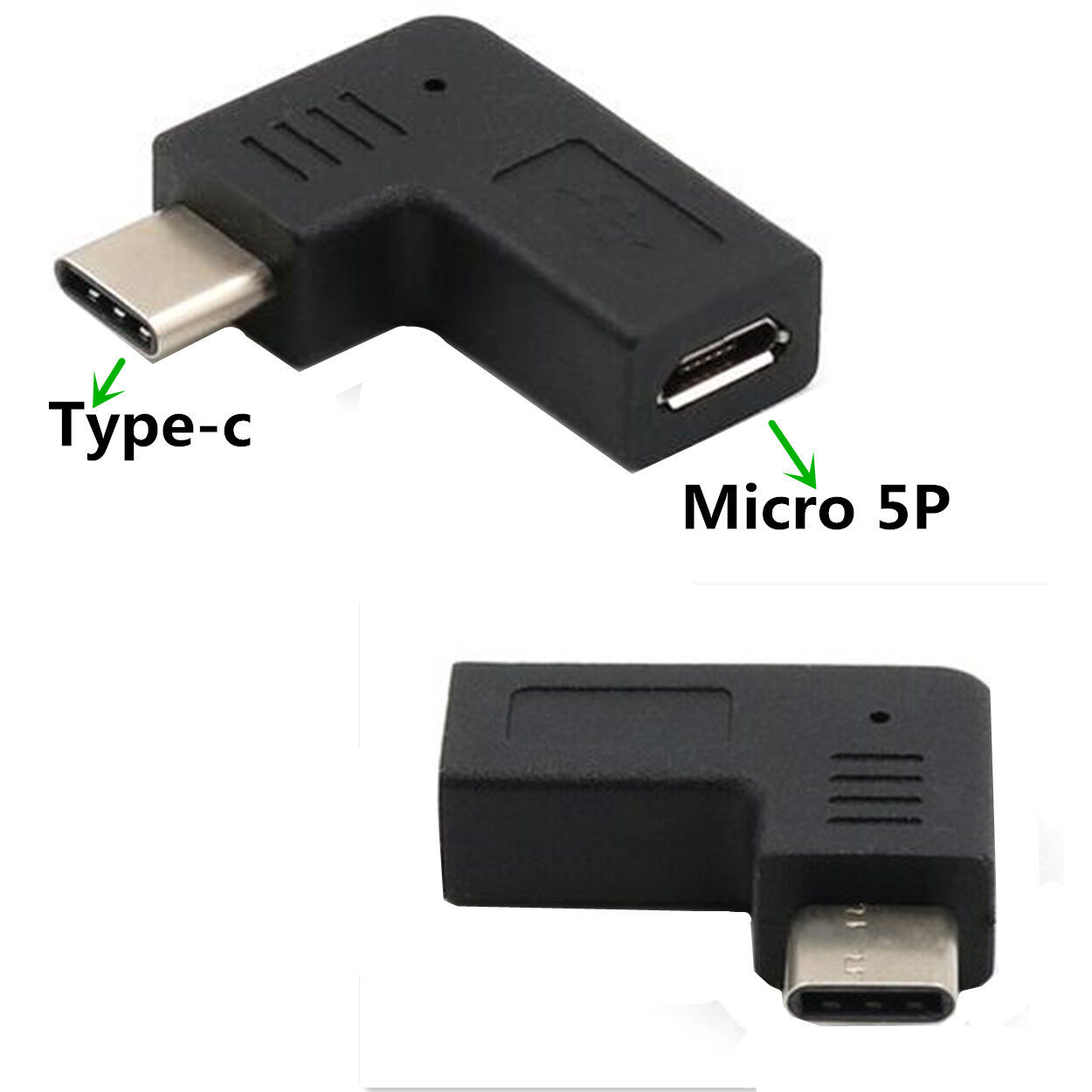 Micro USB 3.1 Type C 90° Angle Male to Micro USB Female Adapter