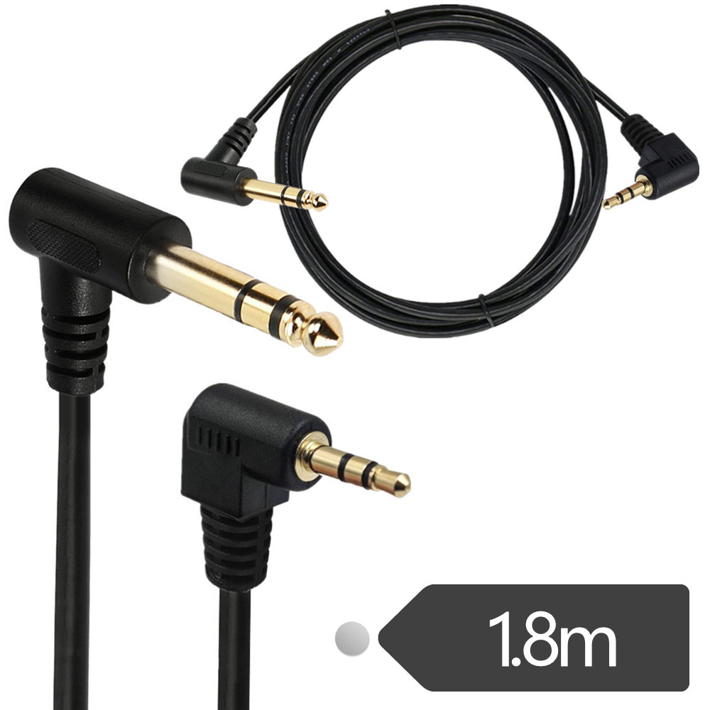 90 Degree Right Angle 1/8 to 1/4 Stereo Cable 3.5mm TRS to 6.35mm Audio Cable for Guitar,Laptop,Home Theater Devices,Speaker and Amplifiers  1.8m