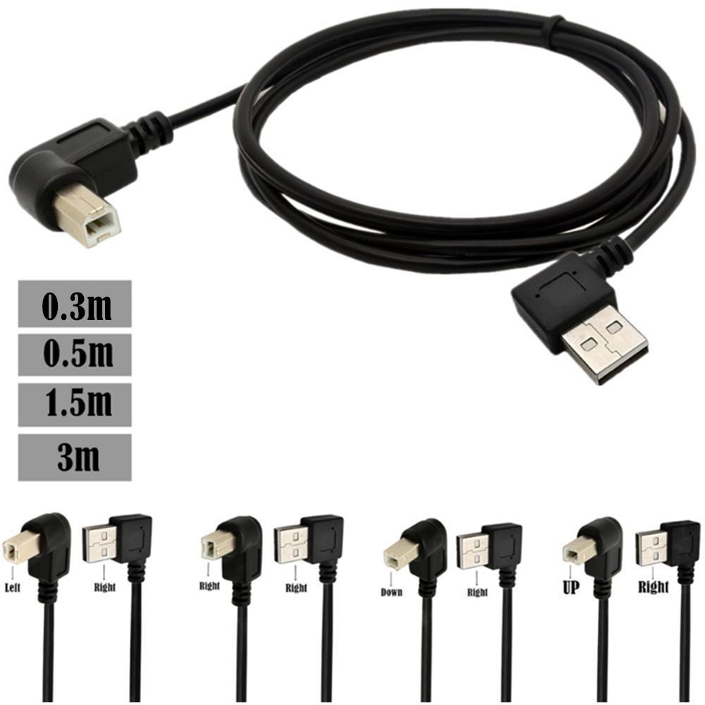 USB Type AM Left Angled Male to B Male Right Angled Plug Printer Scanner Cable