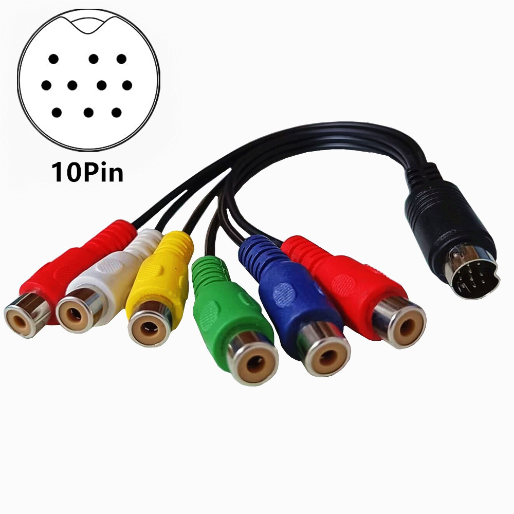 S-Video 10Pin to 6RCA Female S Connector Cable