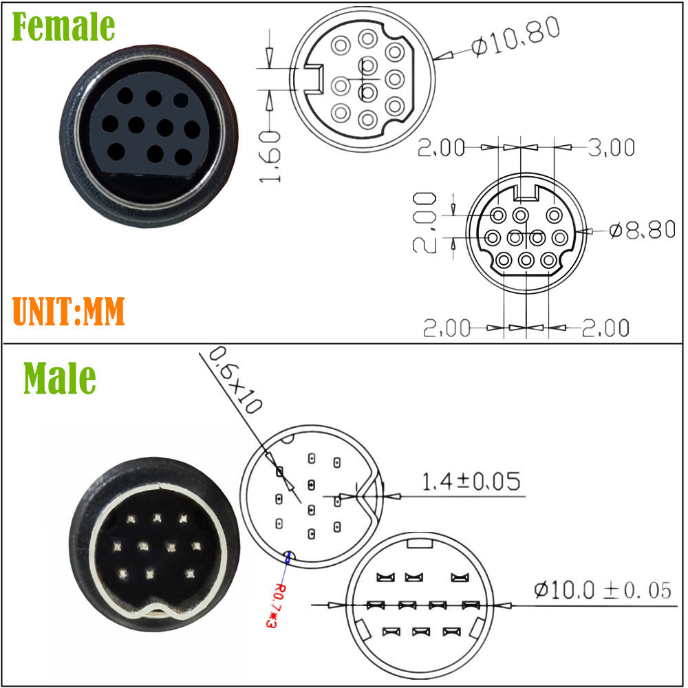S-Video 10Pin to 6RCA Female S Connector Cable
