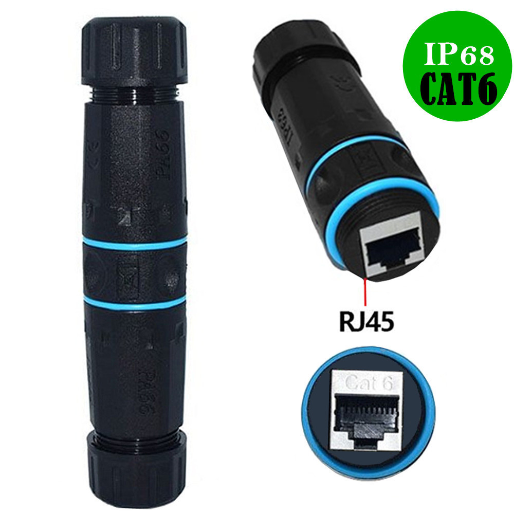 RJ45 Coupler，RJ45 Waterproof Connector IP68 Waterproof Shielded (STP) Cat5/5e/6 Ethernet LAN Cable Connector Network Cable Double Head Outdoor LAN Coupler