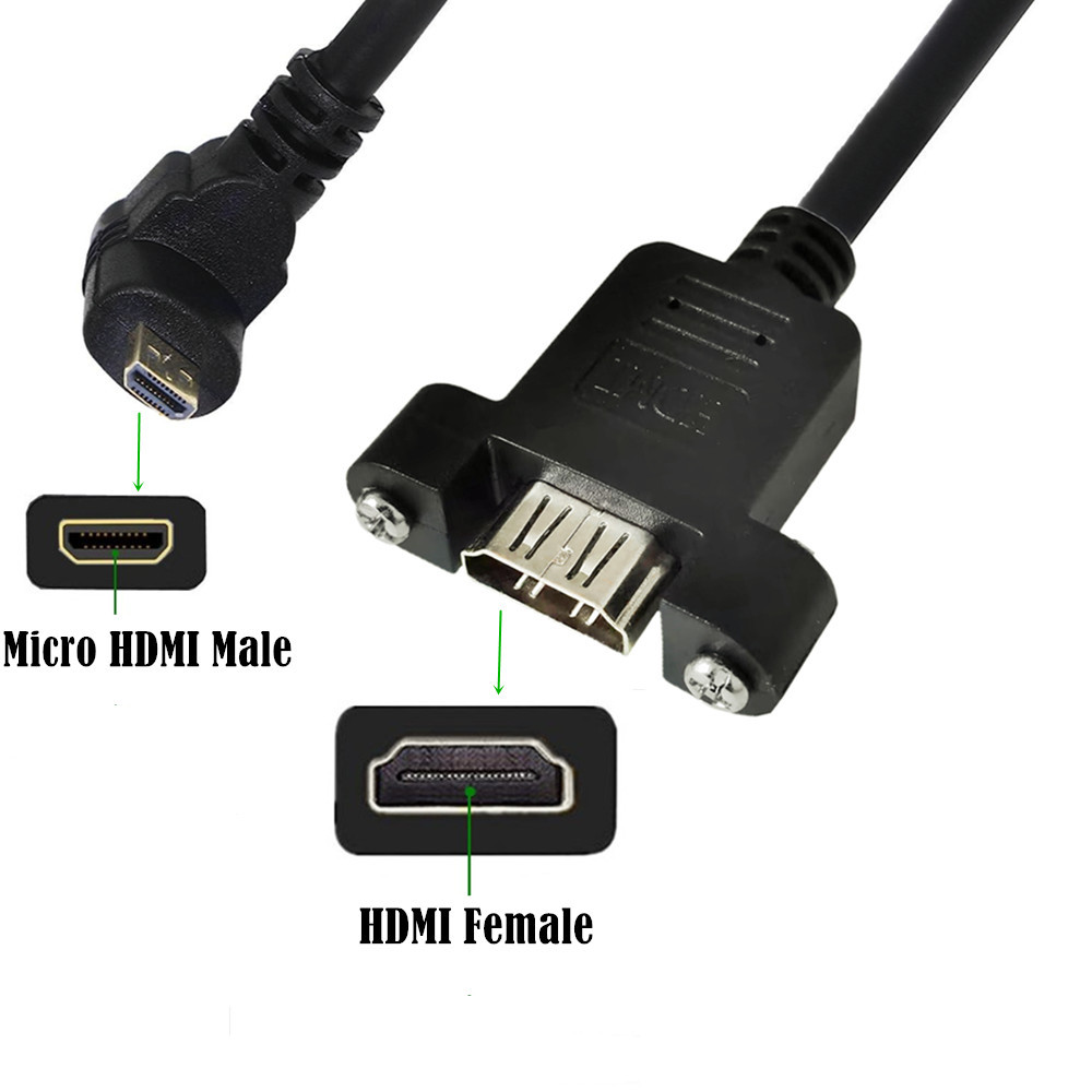 Elbow Angled HDMI  Cable 2.0 Version  4K HDMI Female Panel Mount with Ear to HDMI D-type HD extender