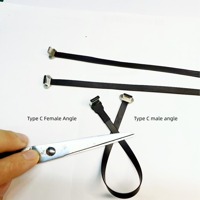 Customized ultra thin FFC USB 3.1 Type C FPV Flat Slim Thin Ribbon FPC Cable USB Type C Female 90 Degree Angle to Female USB 90 UP for sync data charging