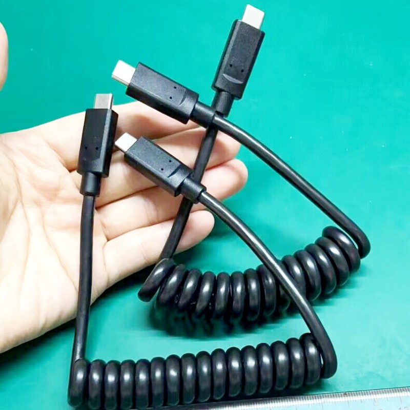 Coiled USB Type C Cable10Gbps 60W Spring PD Type C Charging Cable for MacBook Pro Pad Pro Pad Air 4 Galaxy