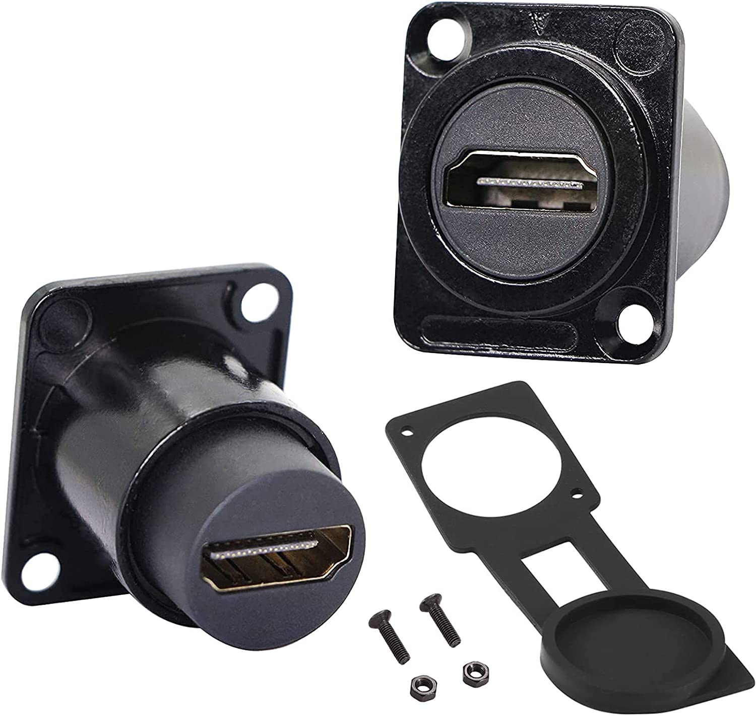 D-Type HDMI Coupler, HDMI Panel Mount Connector, Female to Female 4K Pass Through Adapter, HDMI Bulkhead Extension 4K 60hz 3D and HDR