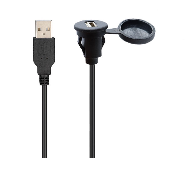 Factory USB 2.0 Dash Flush Panel Cable with Waterproof Cover for Car Dashboard Audio Extension 3ft