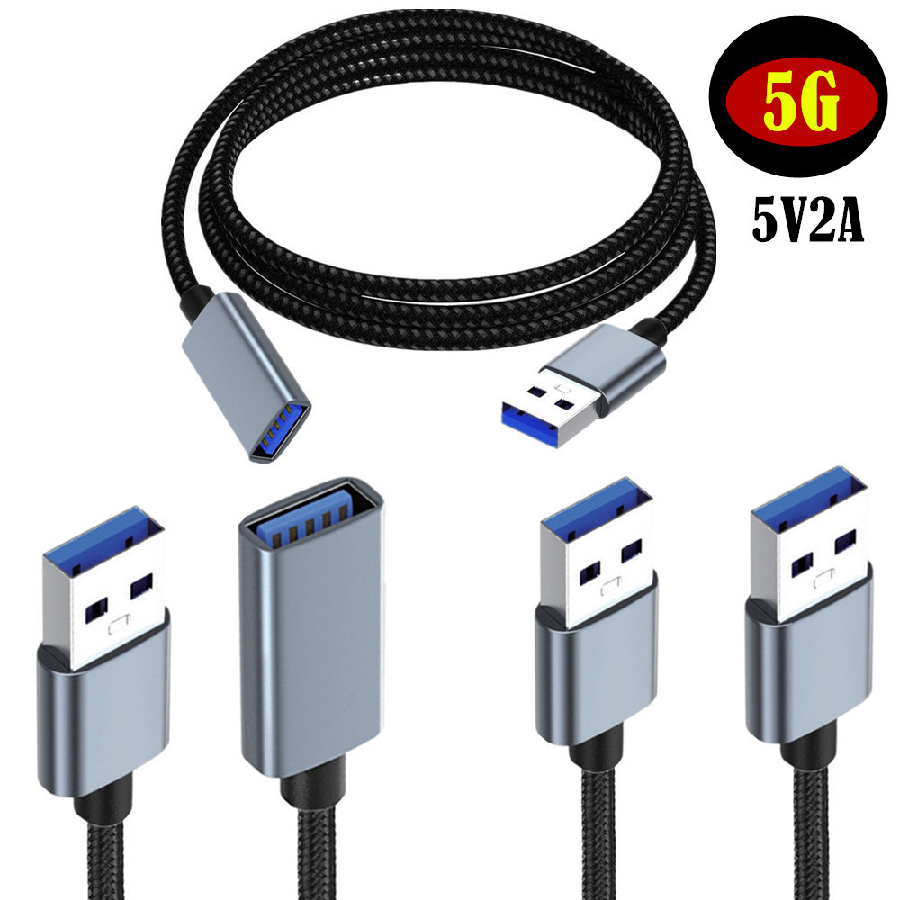 USB3.0 Extended Line USB Male to Female 5V2A Mobile Hard Drive Computer Durable Braided High Speed 5G Charging Data Cable