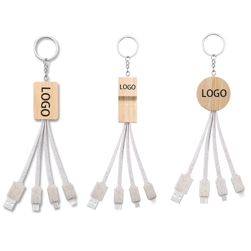 Free sample Dropshipping Christmas gift usb cable new usb data cable charger 3 in 1 Multiple Wheatly Bamboo Charging cable