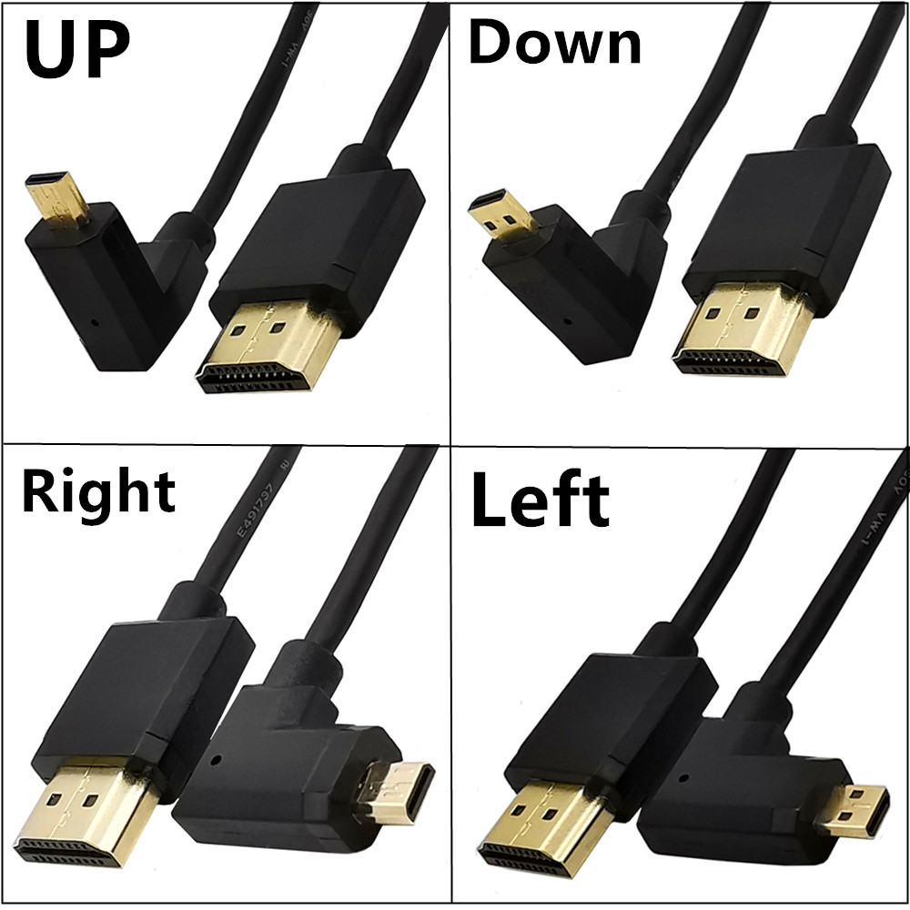 90 Degree Elbow Angled Super Extreme Slim High Speed HDMI coiled Cable 4K*2K OD3.2mm HDMI Male to micro HDMI cable 1.2M