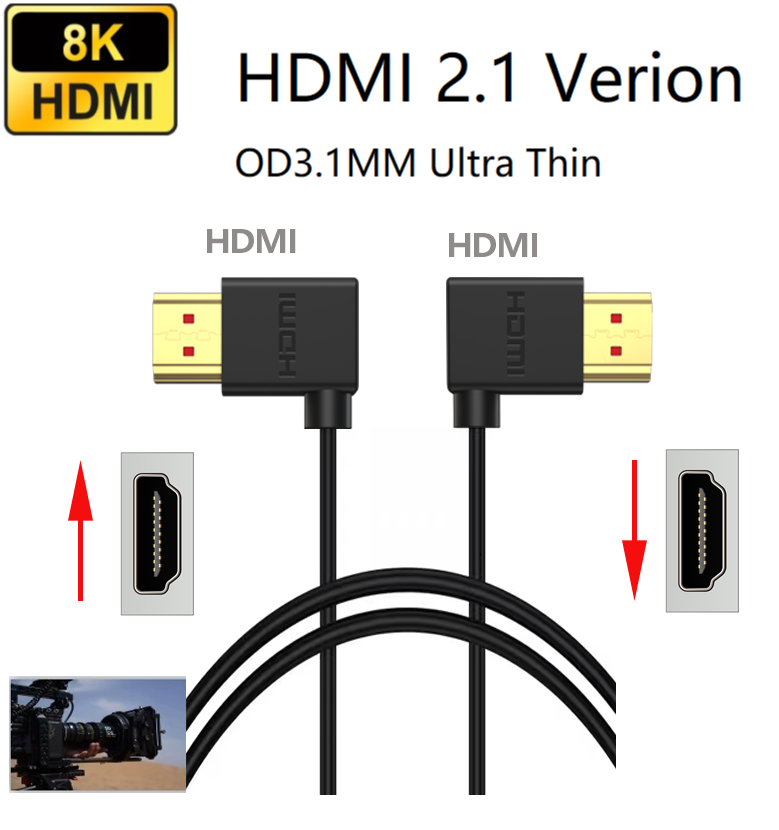 Black 8K 3D  Short Ultra Slim HDMI Male To Male Cable HDMI 2.1 8k 10CM 15CM 20CM 30CM 50CM 100CM Cable 2.1V