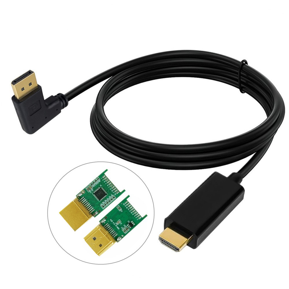 Premium DP Display port male to HDM Male plug Gold Plated Cable 1080P Elbow Angled Display Cables With IC IC8212EChip