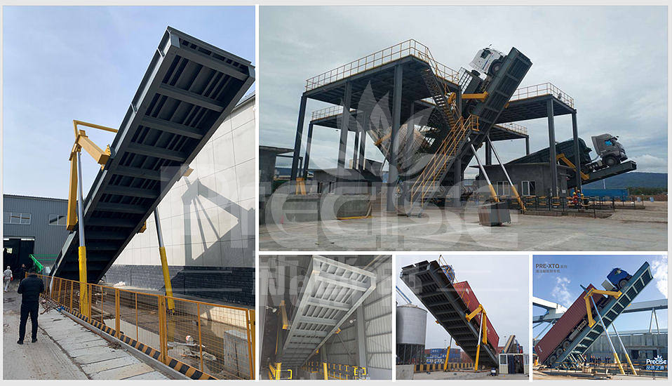 Double side support hydraulic truck dumper