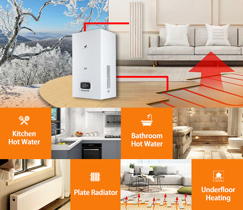 Factory Direct Sales Custom Logo Gas Wall-hung Boiler 18-24KW Good Quality Continuous Hot Water Gas Boiler for Wholesale