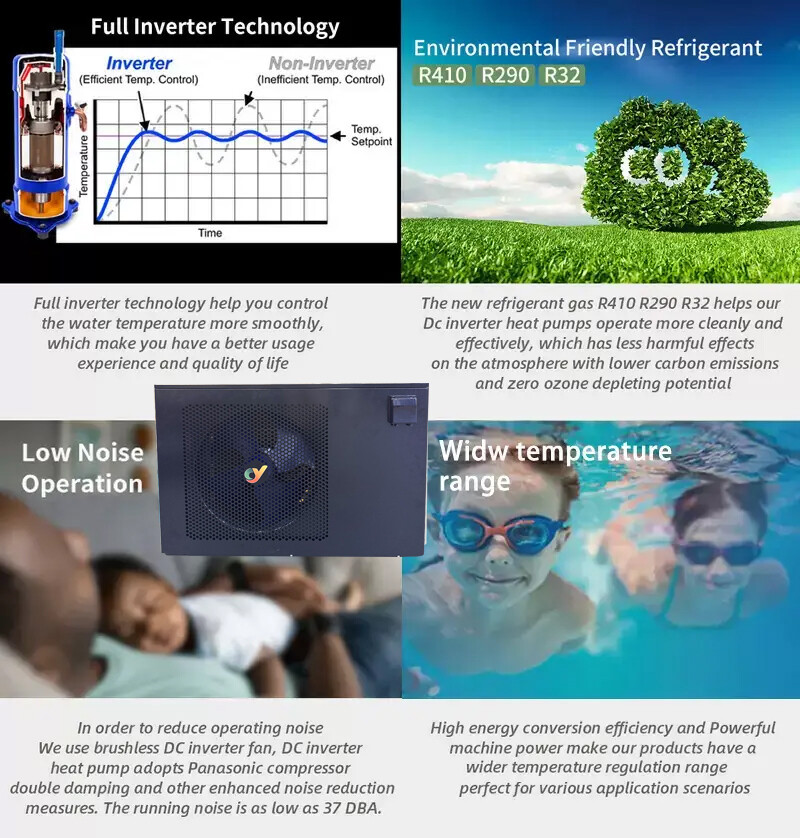 Exquisite Workmanship 220~240V/1/50Hz Swimming Pool Water Heater R32 New Refrigerant Low Noise Heat Pump Water Heater