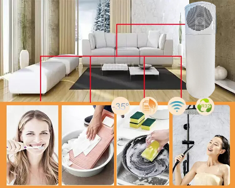 2025 New Design WIFI Smart Control Air Source Hot Water Heater Boiler R134A/R290 Air to Water All in One Heat Pump Water Heater