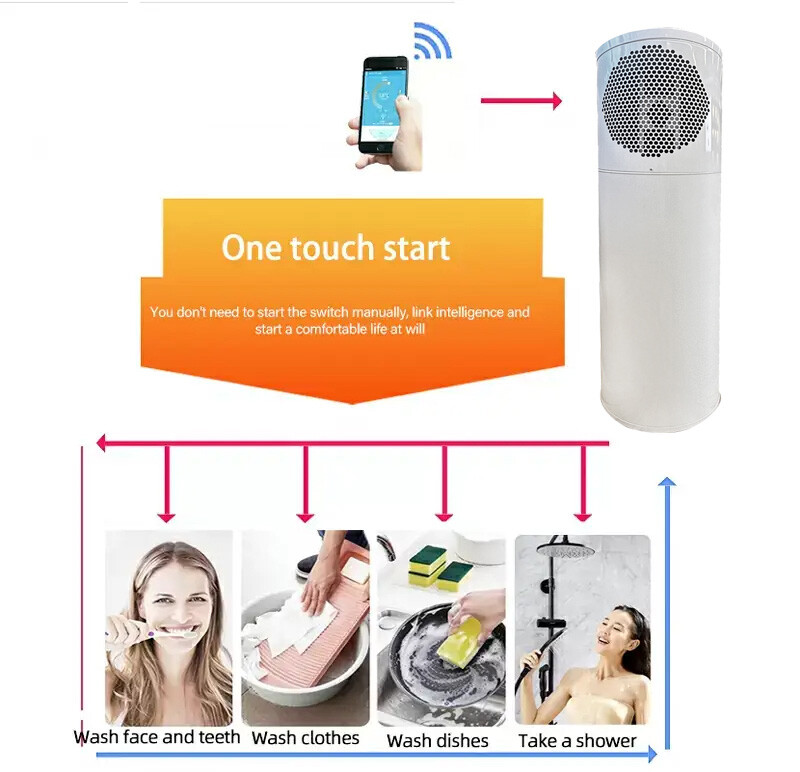 2025 New Design WIFI Smart Control Air Source Hot Water Heater Boiler R134A/R290 Air to Water All in One Heat Pump Water Heater