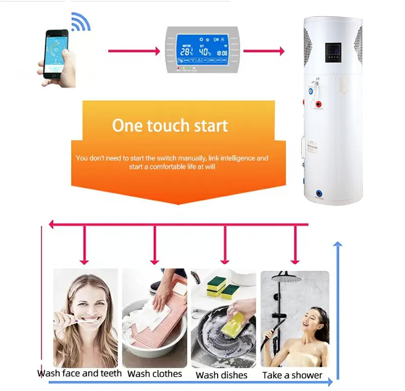 Exquisite Workmanship 220-240V Heat Pump Water Heater WIFI Smart Control Square Uniform Design All in One Heat Pump Water Heater