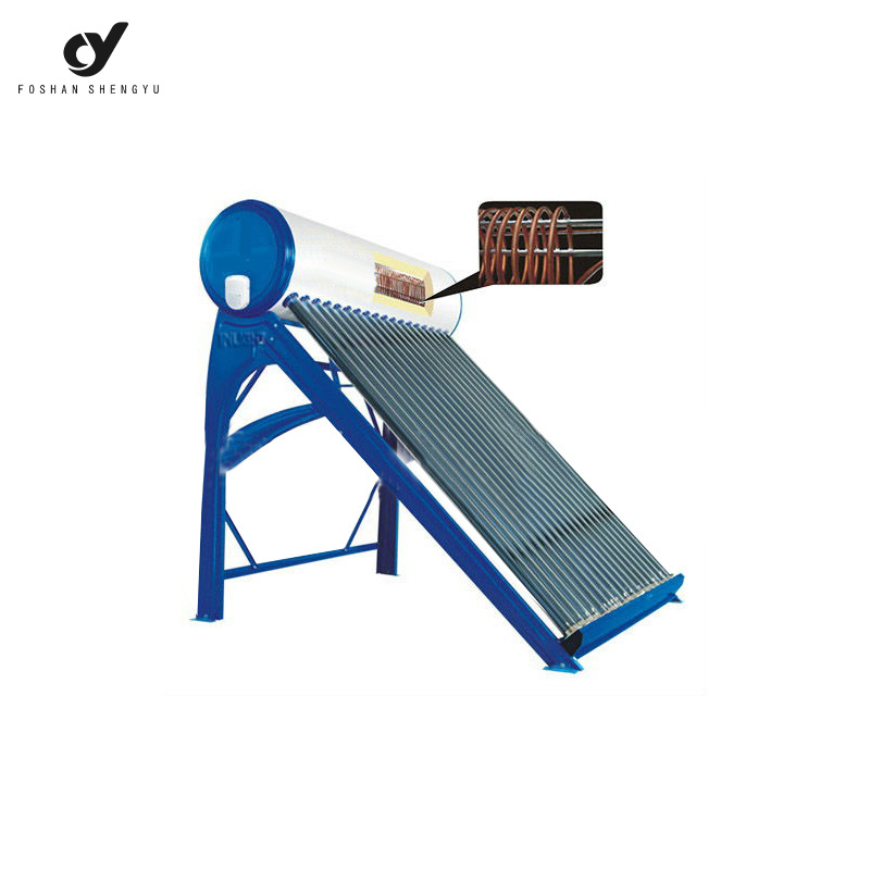 Pre-heated solar water heater with copper coil  and none pressuried solar water tank