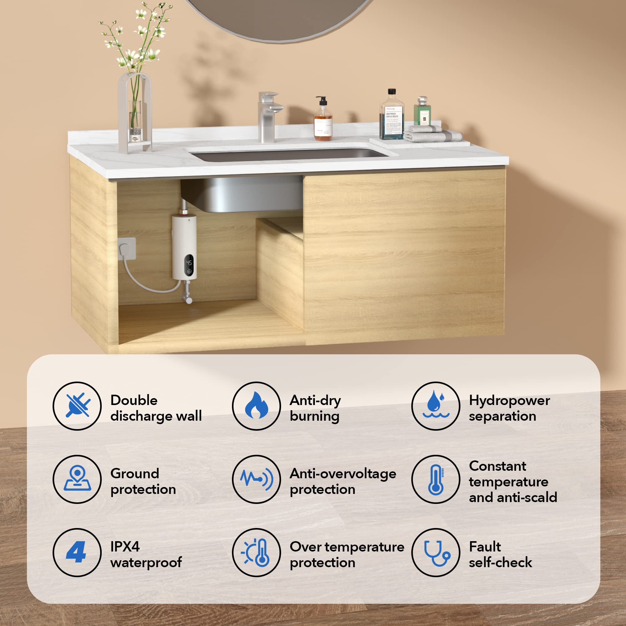 Washbasin hot water electric instant tankless water heater WA35EUd