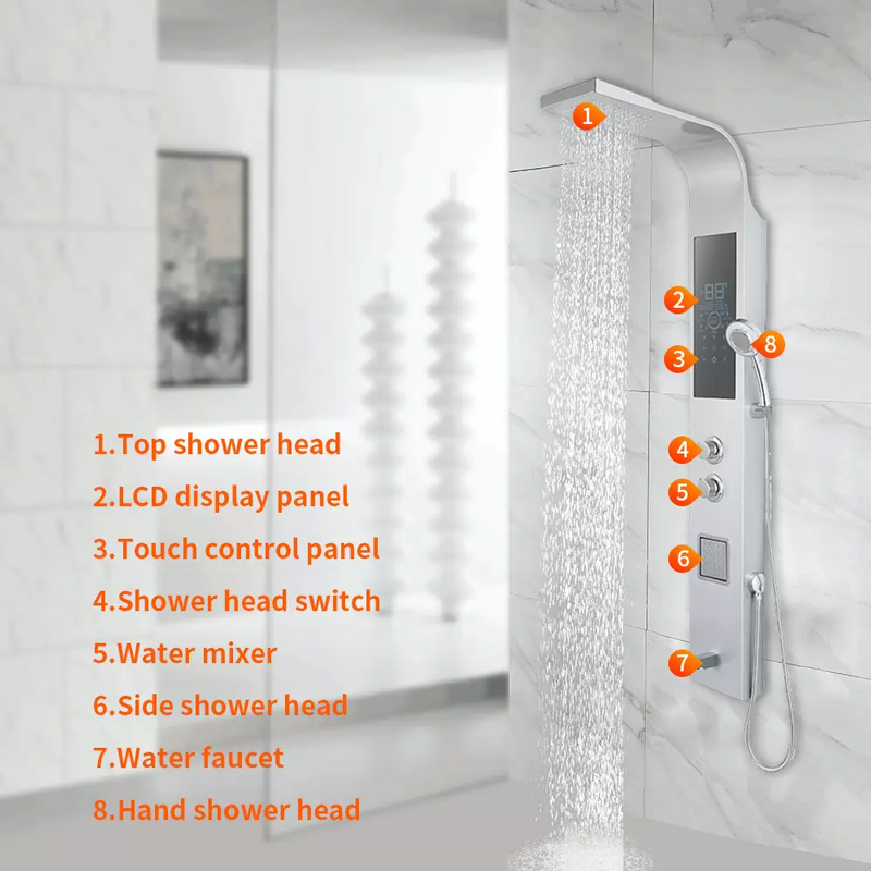Electric bathroom LED Shower Panel With Hand Shower Temperature Screen LJ12Sd
