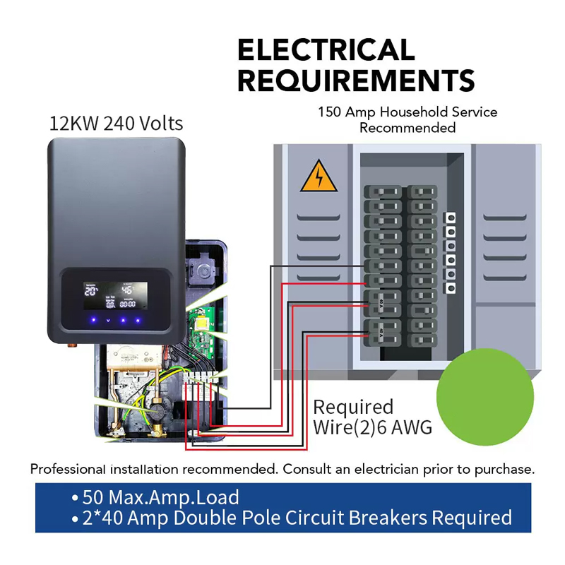 Central electric instant tankless water heater CJ240a with ETL certification