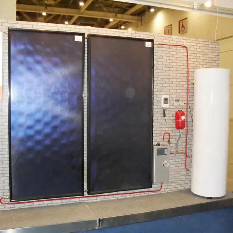 Split closed loop pressurized flat heat panel solar water heater