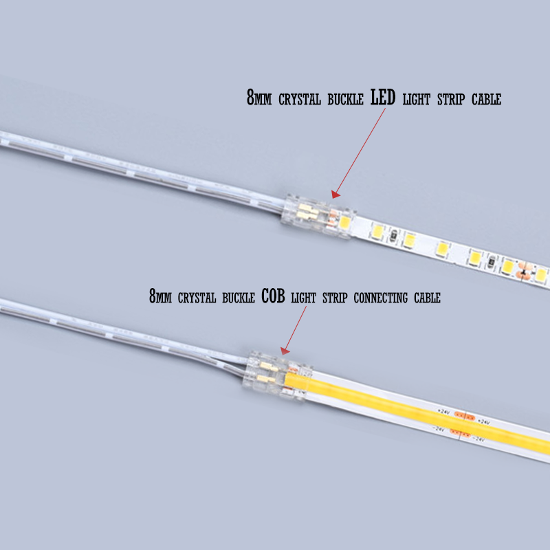 COB LED Cabinet Light Strip 2m Female 8mm Connecting Line2A Wardrobe Light Signal Cable with Copper Contact Material 22AWG
