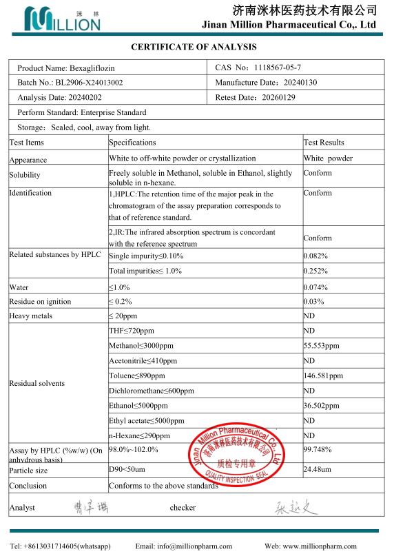  Bexagliflozin stock ready shipment. finally we got best product