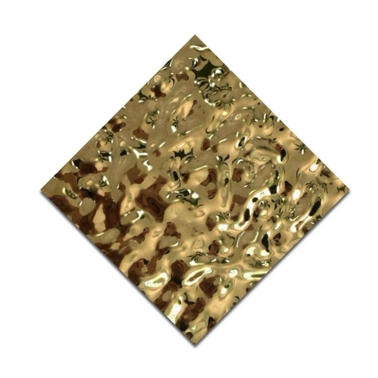 Manufacturer Prices Grade 301 304 316 430 Water Ripple Stainless Steel Golden Color Sheet for Hotel/Shopping Mall Decoration