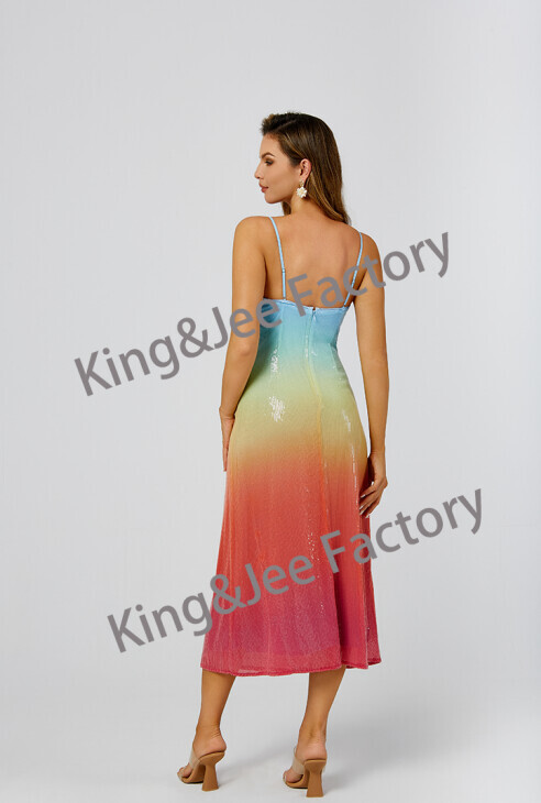 Gradual sequin halter dress