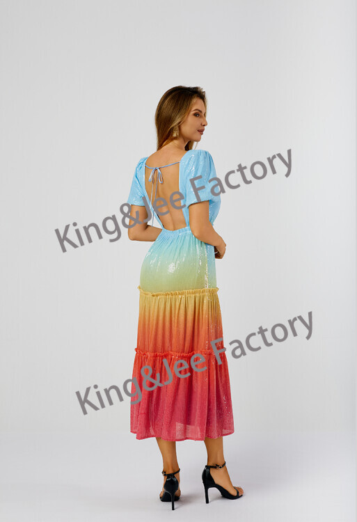 Gradual beads drop back dress