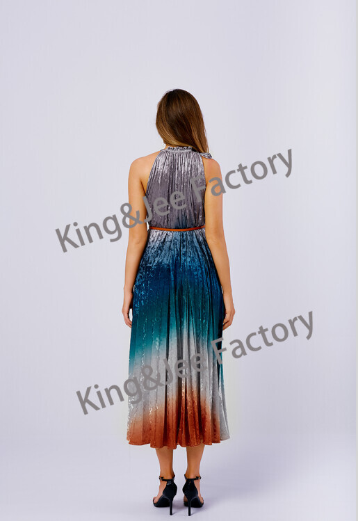 Gradient Velvet Print Dress