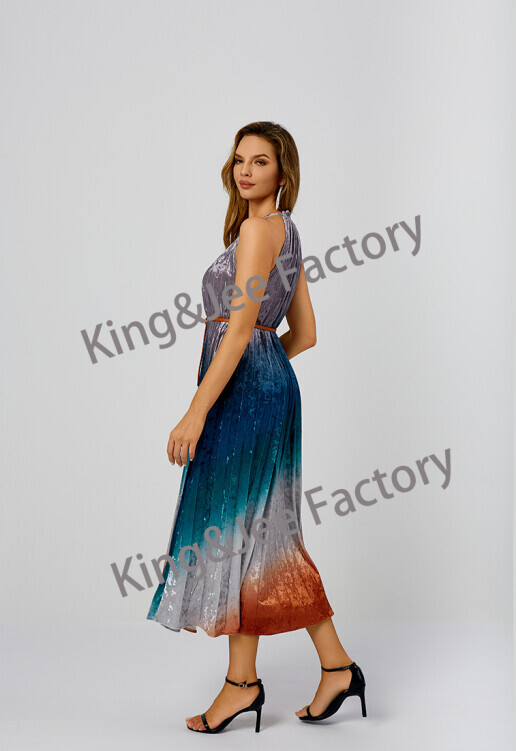 Gradient Velvet Print Dress