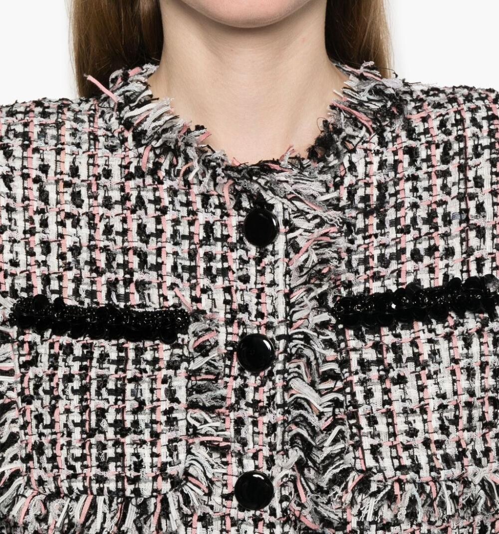 Tweed coat with frayed edges