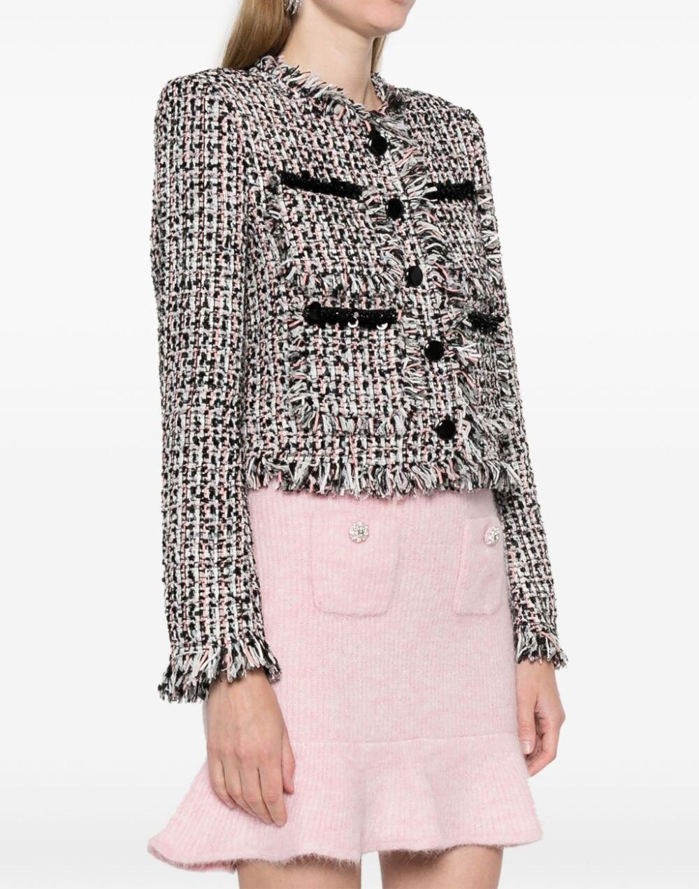 Tweed coat with frayed edges