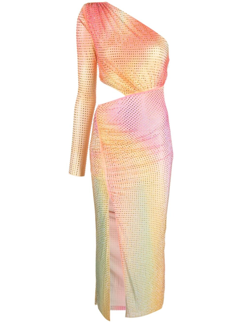 Rhinestone embellished one-shoulder dress