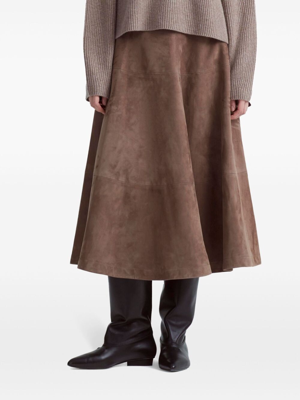 Suede Leather Mid-length Skirt