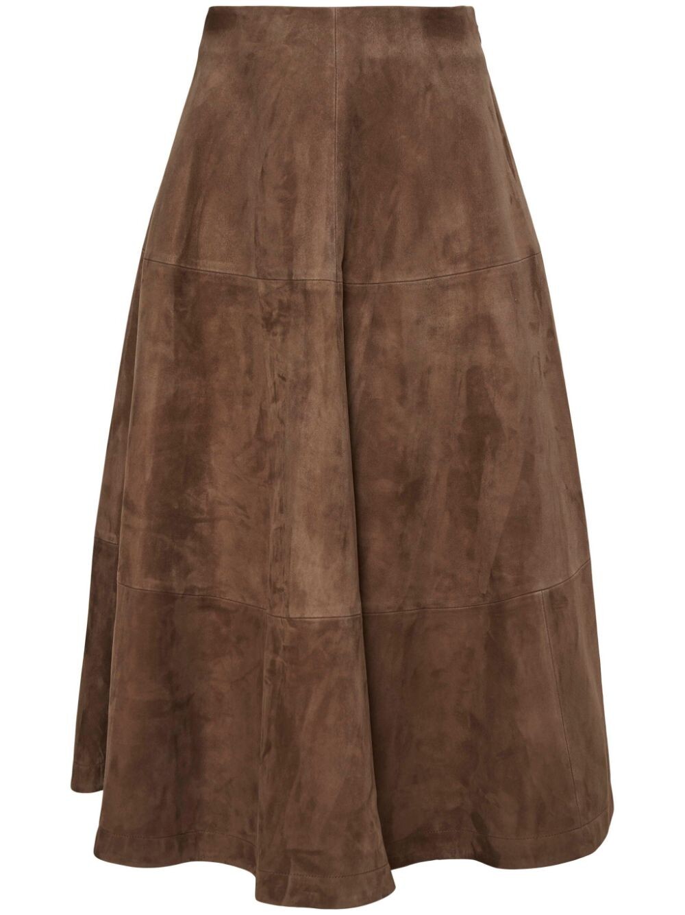 Suede Leather Mid-length Skirt