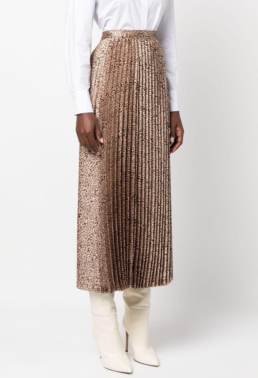 Leopard Pleated Mid-length Skirt